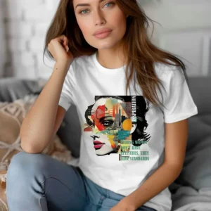 חולצת נשים לבנה עם הדפס "Inspiration"